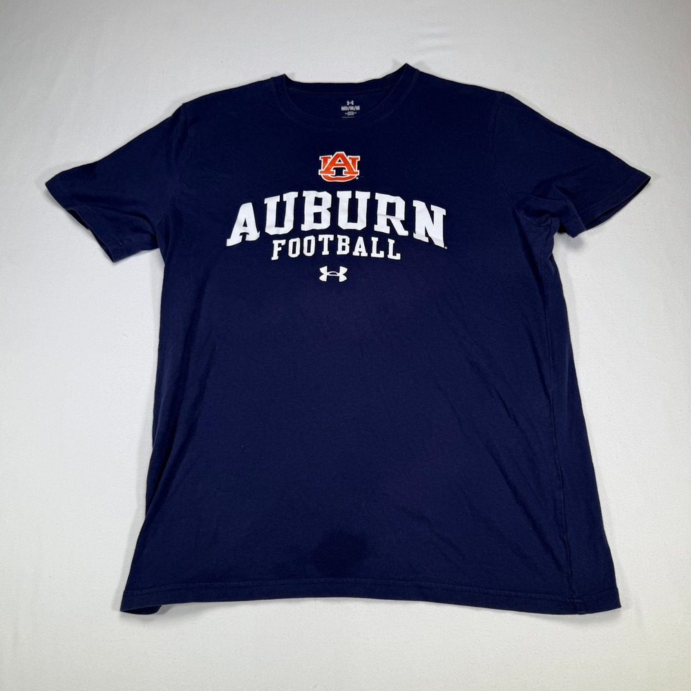 Under Armour Auburn Football T-Shirt Mens Medium Short Sleeve Navy Blue‎